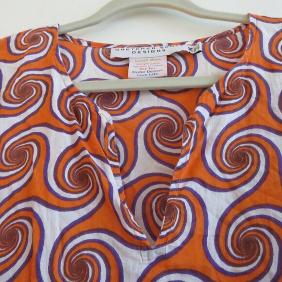 GRETCHEN SCOTT DESIGNS Abstract Geometric Retro Cotton Long Tunic Top - Size M - Picture 7 of 15